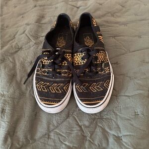 Vans Black and Gold Geometric Sneakers